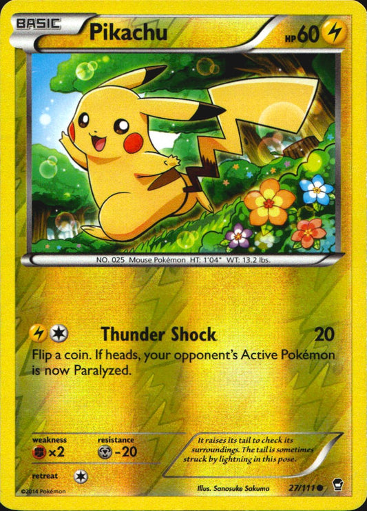 Pikachu 27/111 Common Furious Fists Pokemon Reverse Holo Near Mint