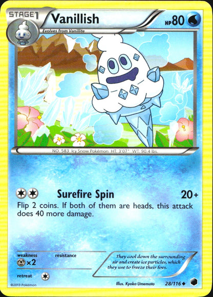 Vanillish 28/116 Uncommon Plasma Freeze Pokemon Near Mint