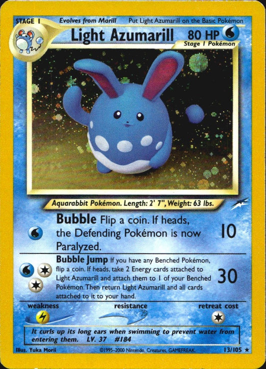Light Azumarill 13/105 Holo Rare Neo Destiny Pokemon Moderately Played
