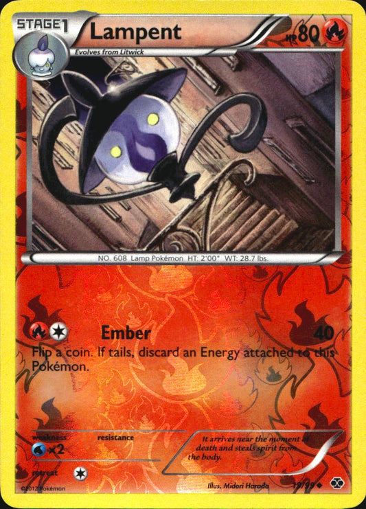 Lampent 19/99 Uncommon Next Destinies Pokemon Reverse Holo Near Mint