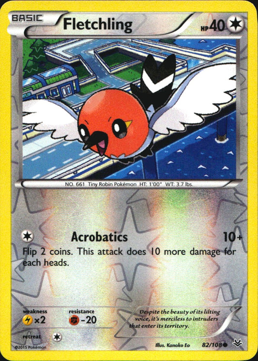 Fletchling 82/108 Common Roaring Skies Pokemon Reverse Holo Near Mint