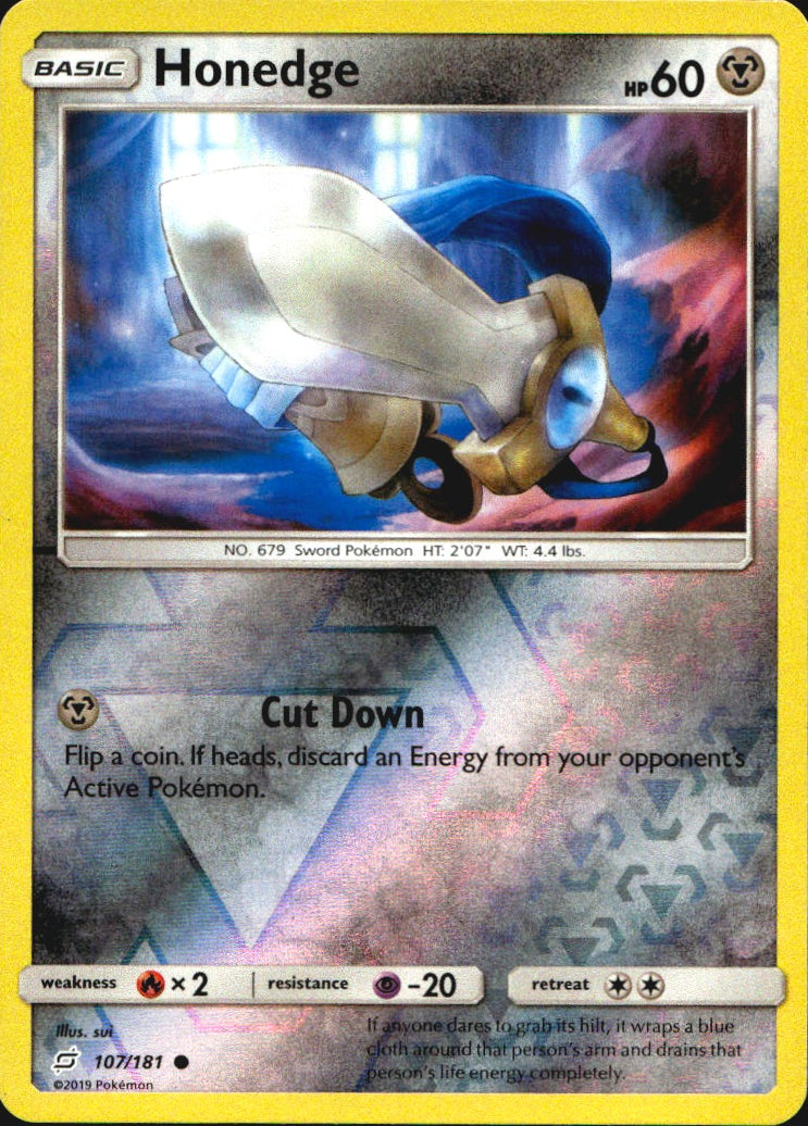 Honedge 107/181 Common Team Up Pokemon Reverse Holo Near Mint