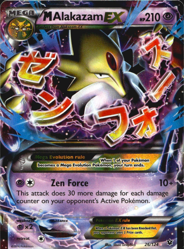 M Alakazam EX 26/124 Holo EX Rare Fates Collide Pokemon Near Mint
