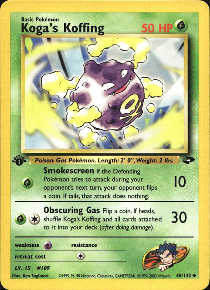 Koga's Koffing 48/132 Uncommon Gym Challenge Pokemon 1st Edition Near Mint