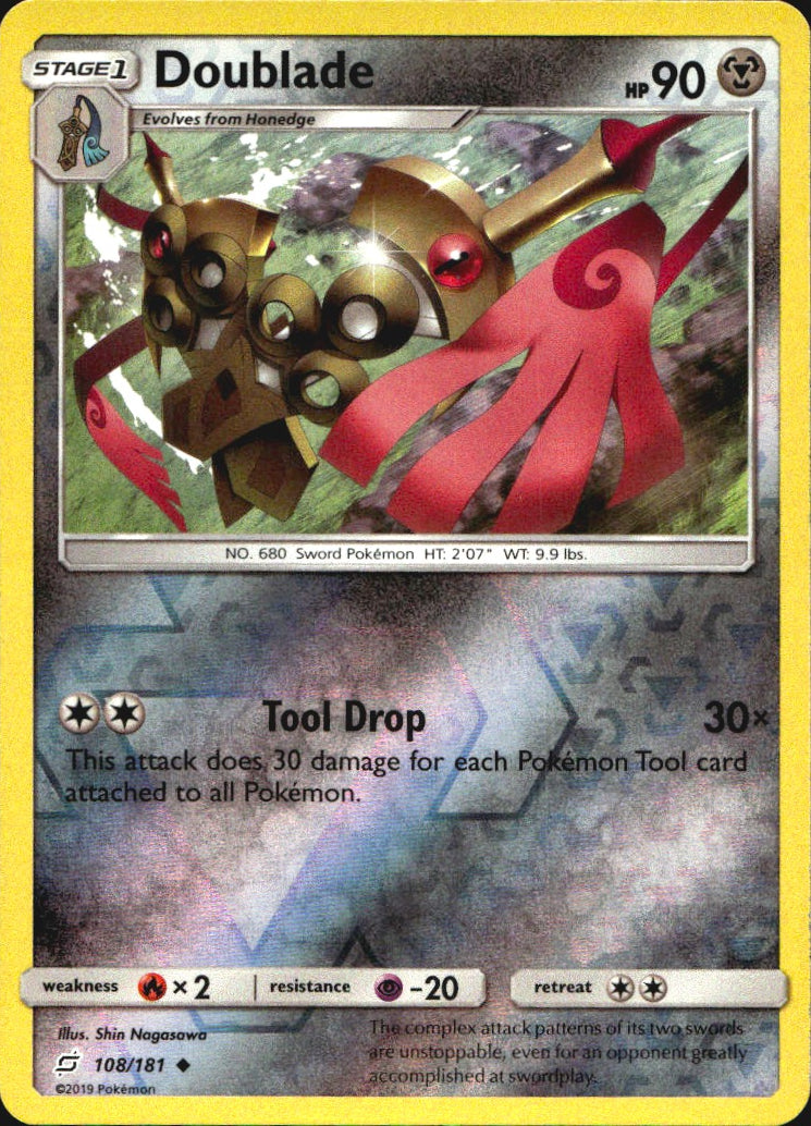 Doublade 108/181 Uncommon Team Up Pokemon Reverse Holo Near Mint