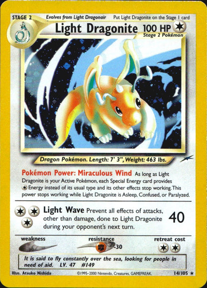 Light Dragonite 14/105 Holo Rare Neo Destiny Pokemon Lightly Played