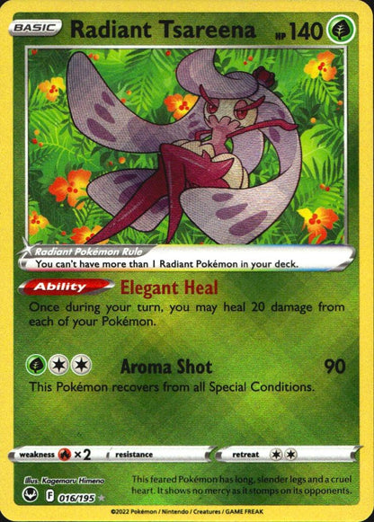 Radiant Tsareena 016/195 Radiant Rare Silver Tempest Pokemon Near Mint