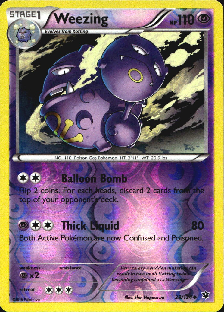 Weezing 28/124 Uncommon Fates Collide Pokemon Reverse Holo Near Mint