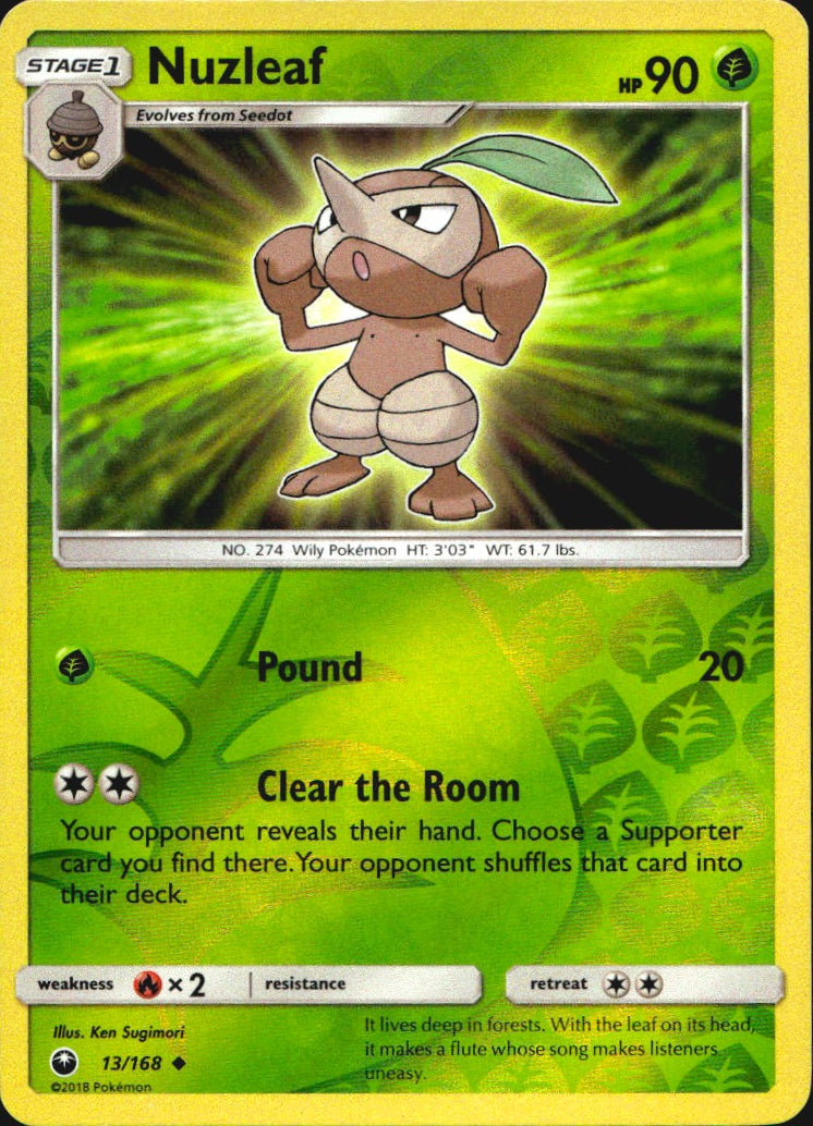 Nuzleaf 13/168 Uncommon Celestial Storm Pokemon Reverse Holo Near Mint