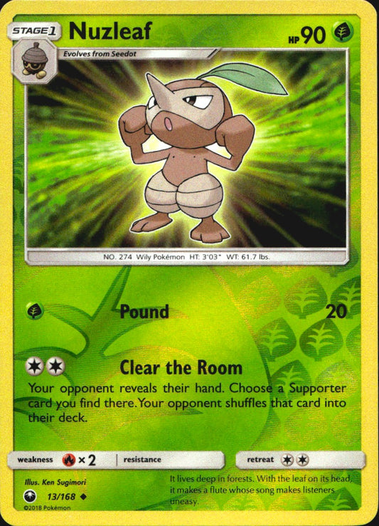 Nuzleaf 13/168 Uncommon Celestial Storm Pokemon Reverse Holo Near Mint