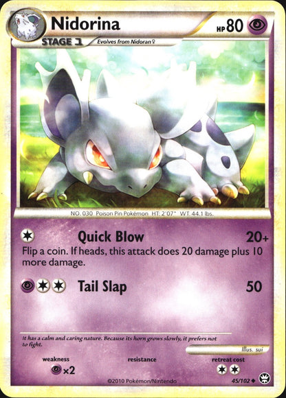 Nidorina 45/102 Uncommon HGSS Triumphant Pokemon Near Mint