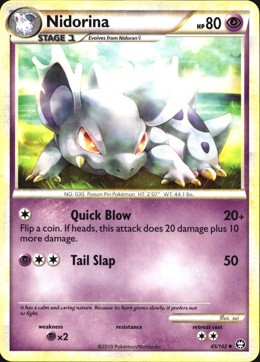 Nidorina 45/102 Uncommon HGSS Triumphant Pokemon Near Mint