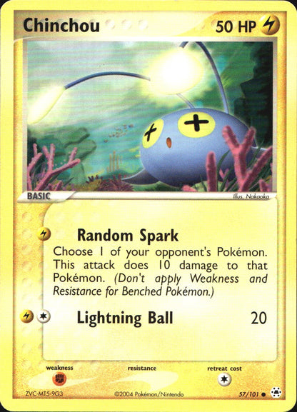 Chinchou 57/101 Common Hidden Legends Pokemon Near Mint
