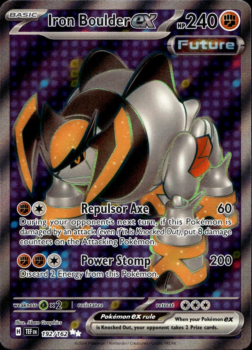Iron Boulder ex 192/162 Ultra Rare Temporal Forces Pokemon Near Mint