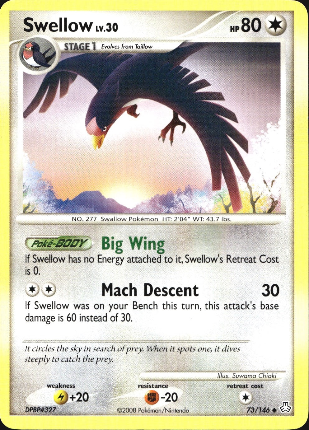 Swellow 73/146 Uncommon Legends Awakened Pokemon Near Mint