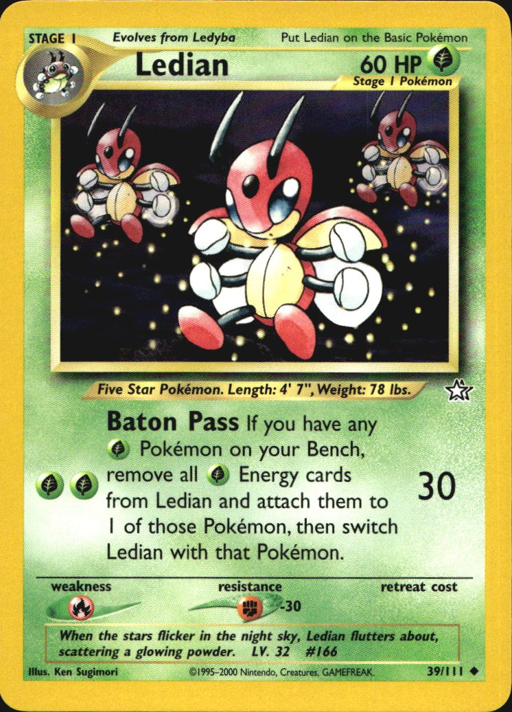 Ledian 39/111 Uncommon Neo Genesis Pokemon Near Mint