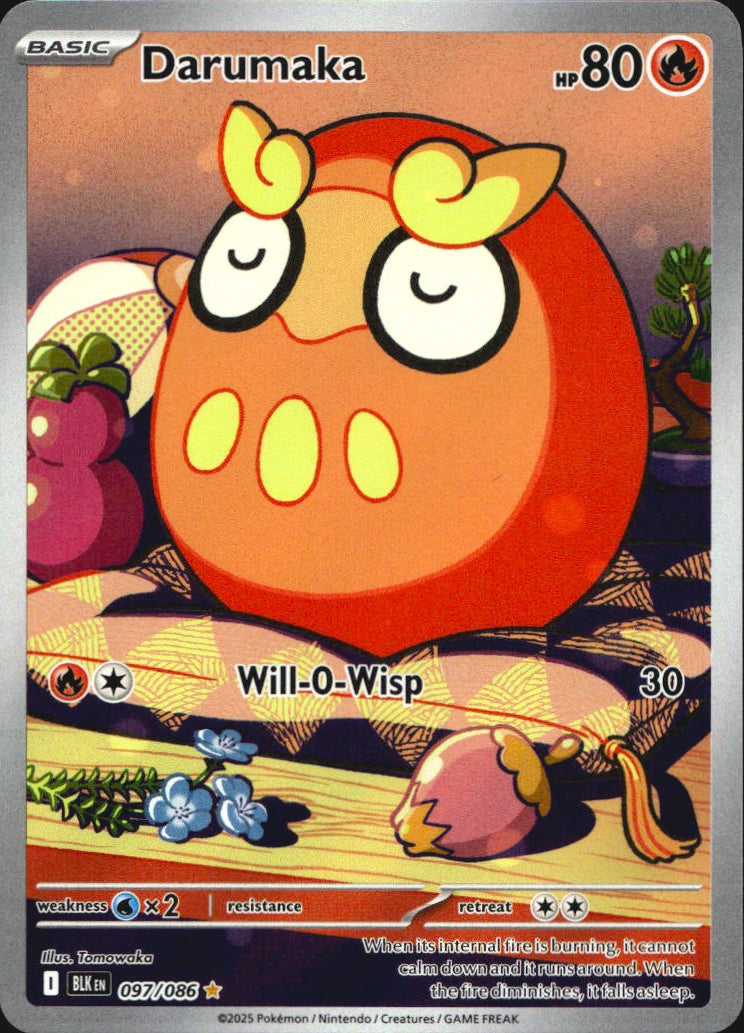 Darumaka 097/086 Illustration Rare Black Bolt Pokemon Near Mint