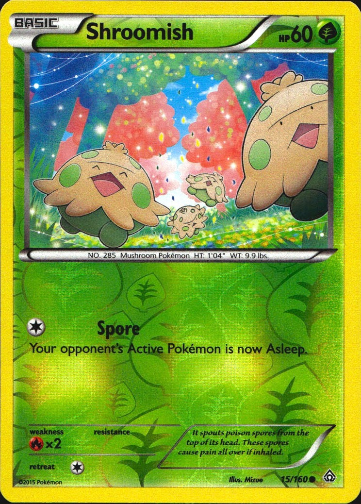 Shroomish 15/160 Common Primal Clash Pokemon Reverse Holo Near Mint