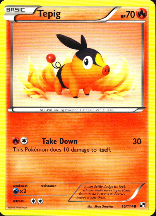 Tepig 16/114 Common Black & White Pokemon Near Mint