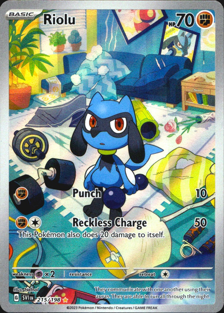 Riolu 215/198 Illustration Rare Scarlet & Violet Pokemon Near Mint