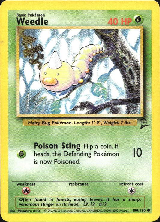 Weedle 100/130 Common Base Set 2 Pokemon Near Mint