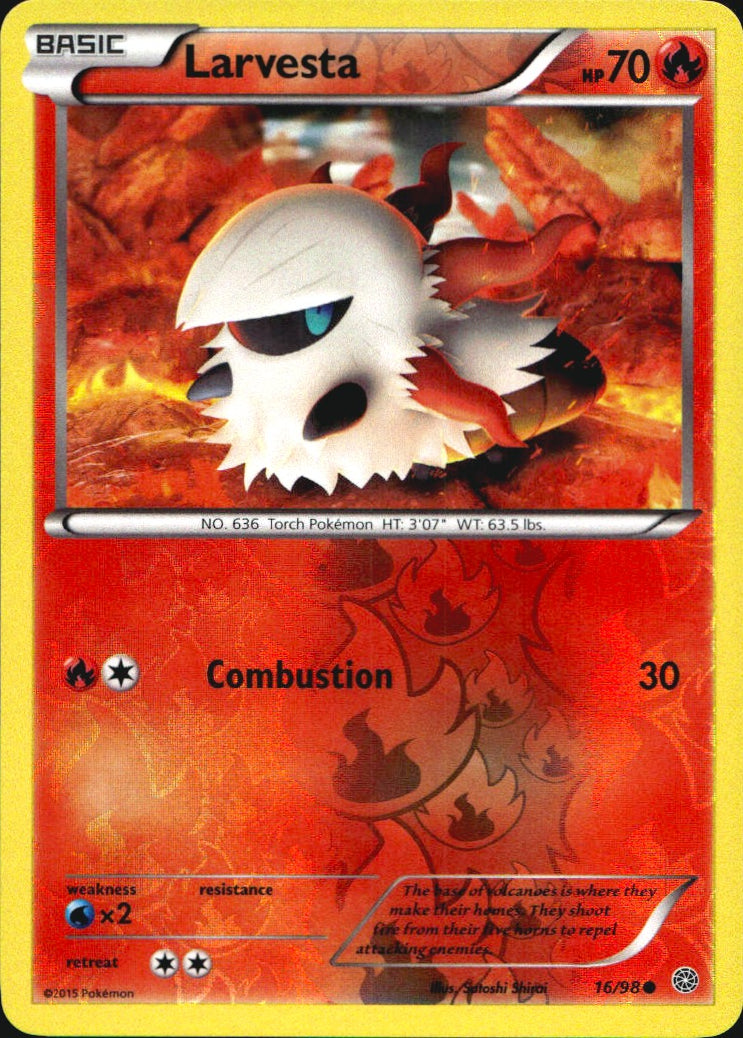 Larvesta 16/98 Common Ancient Origins Pokemon Reverse Holo Near Mint