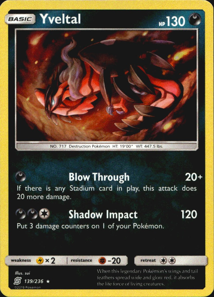 Yveltal 139/236 Holo Rare Unified Minds Pokemon Near Mint