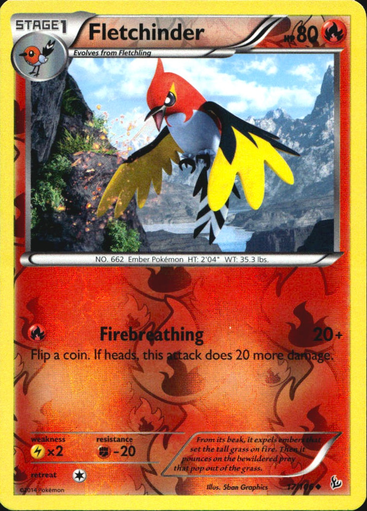 Fletchinder 17/106 Uncommon Flashfire Pokemon Reverse Holo Near Mint