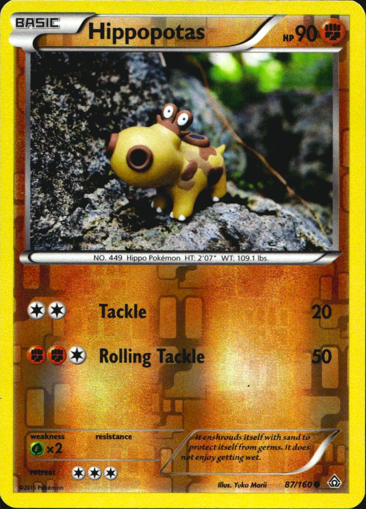 Hippopotas 87/160 Common Primal Clash Pokemon Reverse Holo Near Mint
