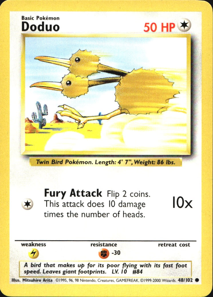 Doduo 48/102 Common Base Set Pokemon Near Mint