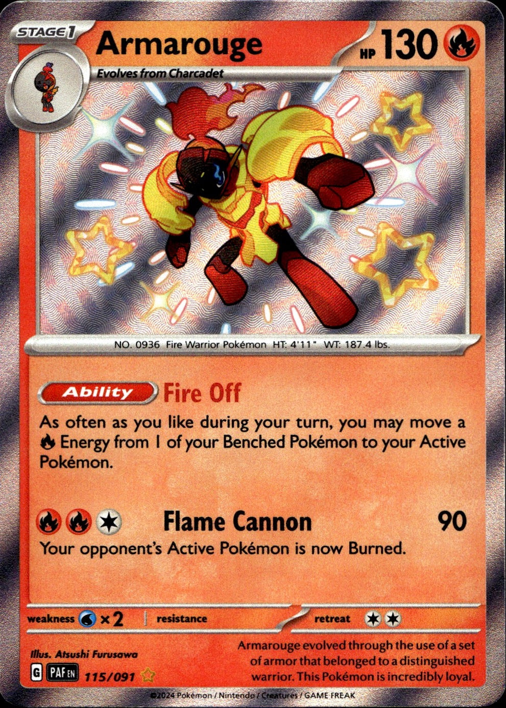 Armarouge 115/091 Shiny Rare Paldean Fates Pokemon Near Mint