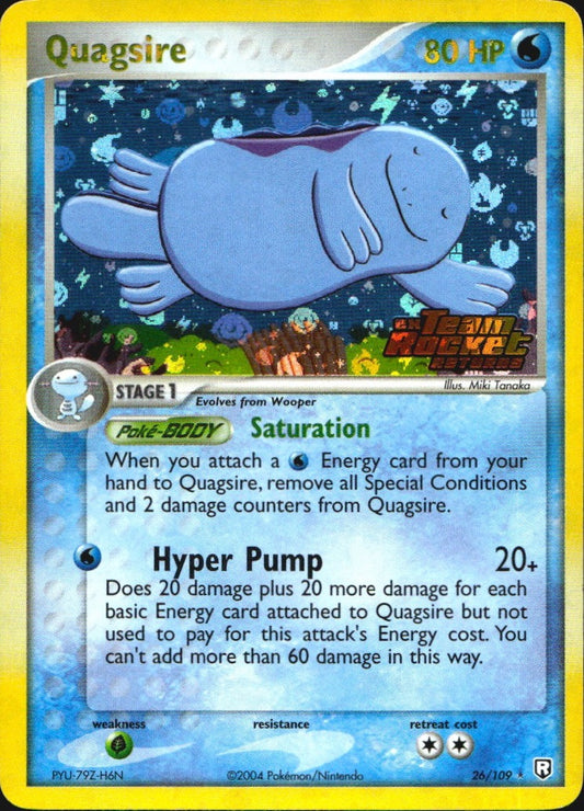 Quagsire 26/109 Rare Team Rocket Returns Pokemon Reverse Holo Near Mint