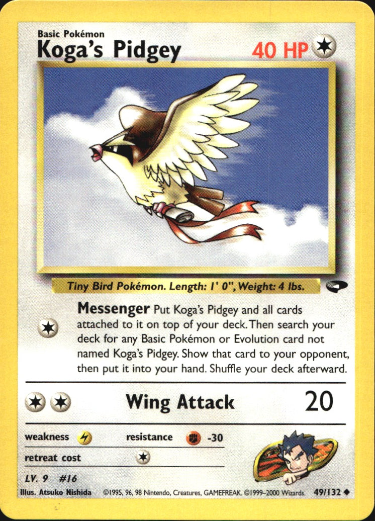 Koga's Pidgey 49/132 Uncommon Gym Challenge Pokemon Near Mint