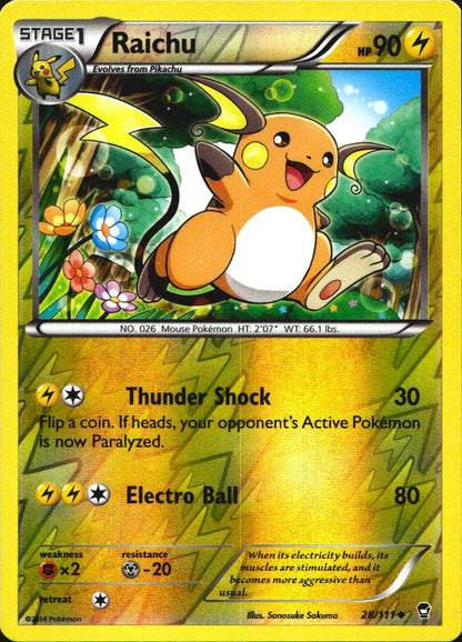 Raichu 28/111 Uncommon Furious Fists Pokemon Reverse Holo Near Mint