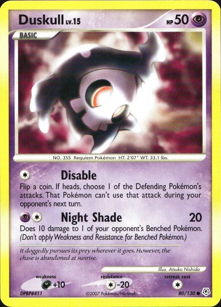 Duskull 80/130 Common Diamond & Pearl Pokemon Near Mint