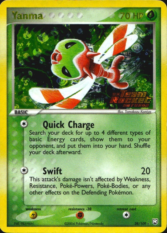 Yanma 28/109 Rare Team Rocket Returns Pokemon Reverse Holo Near Mint