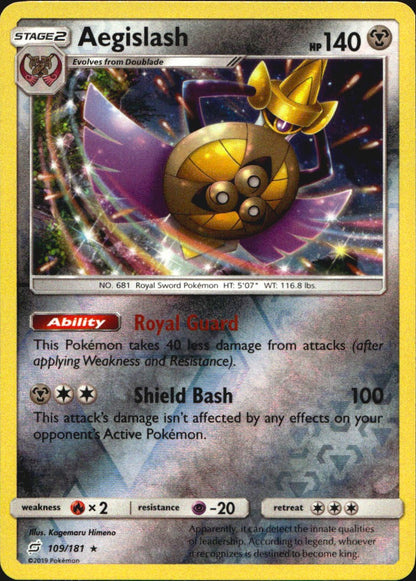 Aegislash 109/181 Holo Rare Team Up Pokemon Reverse Holo Near Mint
