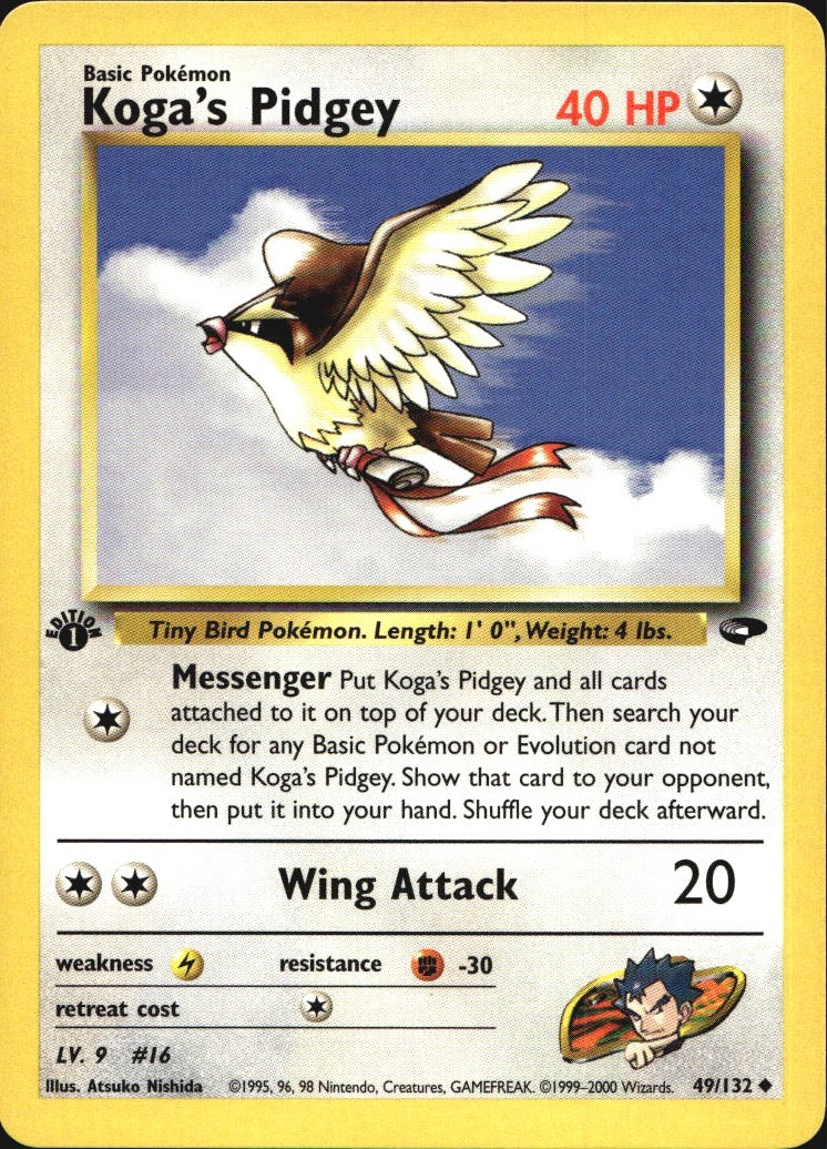 Koga's Pidgey 49/132 Uncommon Gym Challenge Pokemon 1st Edition Near Mint