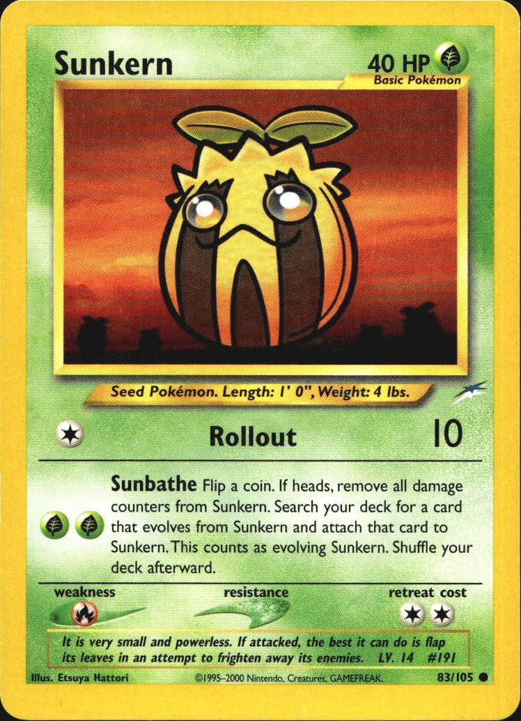 Sunkern 83/105 Common Neo Destiny Pokemon Near Mint