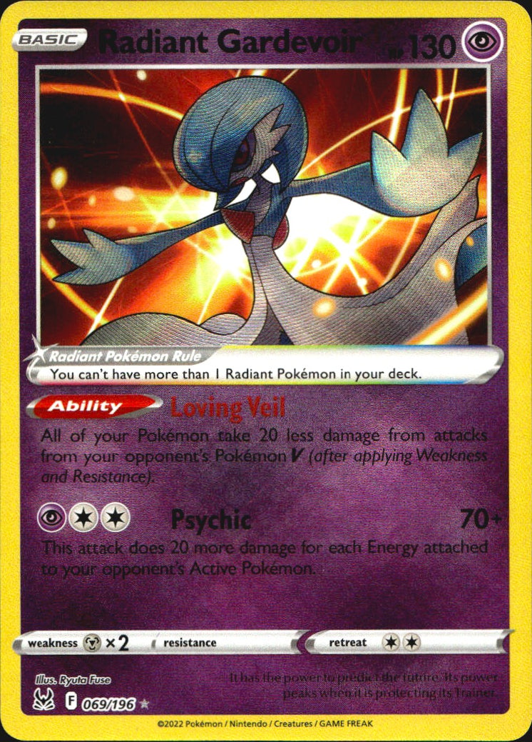 Radiant Gardevoir 069/196 Radiant Rare Lost Origin Pokemon Near Mint