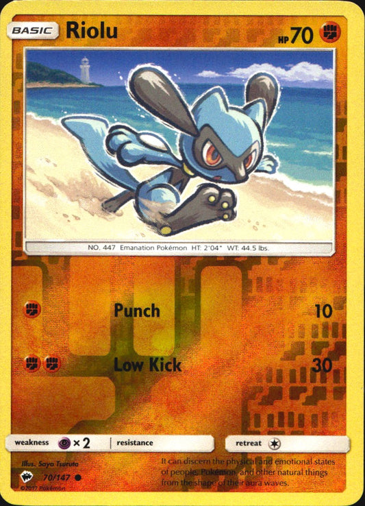 Riolu 70/147 Common Burning Shadows Pokemon Reverse Holo Near Mint