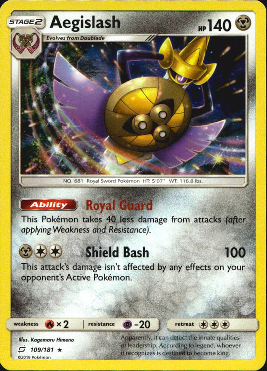 Aegislash 109/181 Holo Rare Team Up Pokemon Reverse Holo Near Mint