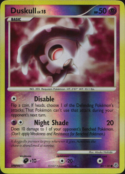 Duskull 80/130 Common Diamond & Pearl Pokemon Reverse Holo Near Mint