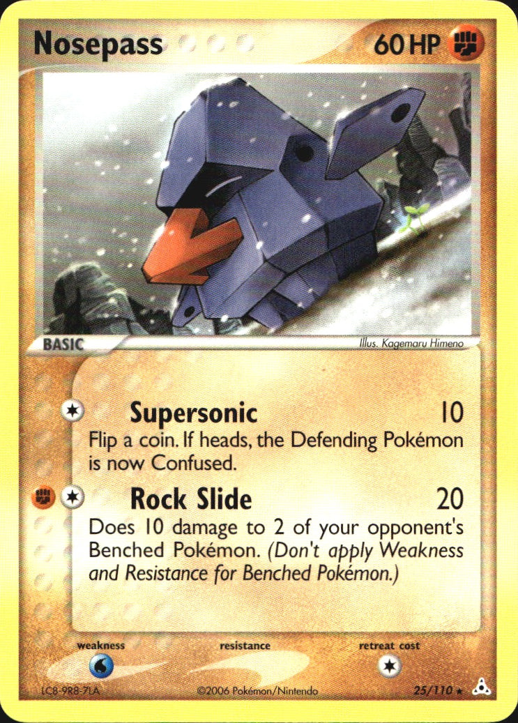 Nosepass 25/110 Rare Holon Phantoms Pokemon Near Mint