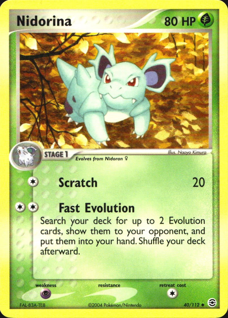 Nidorina 40/112 Uncommon FireRed & LeafGreen Pokemon Near Mint