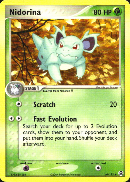Nidorina 40/112 Uncommon FireRed & LeafGreen Pokemon Near Mint