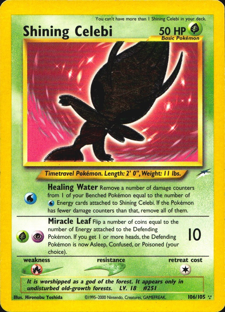Shining Celebi 106/105 Rare Shining Neo Destiny Pokemon Lightly Played