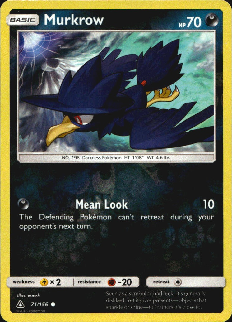 Murkrow 71/156 Common Ultra Prism Pokemon Reverse Holo Near Mint