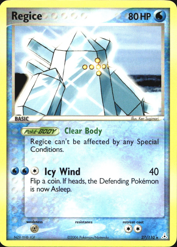 Regice 27/110 Rare Holon Phantoms Pokemon Near Mint