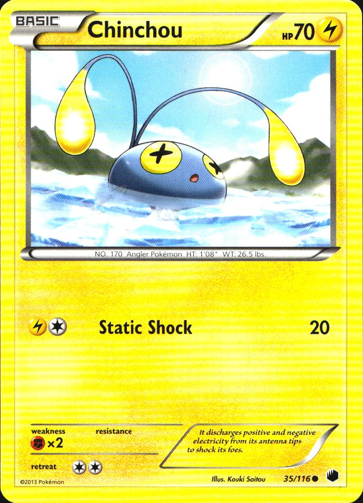 Chinchou 35/116 Common Plasma Freeze Pokemon Near Mint